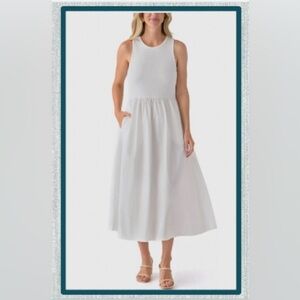 Jason Wu White Sleeveless Mixed Media Midi Dress - Size Small